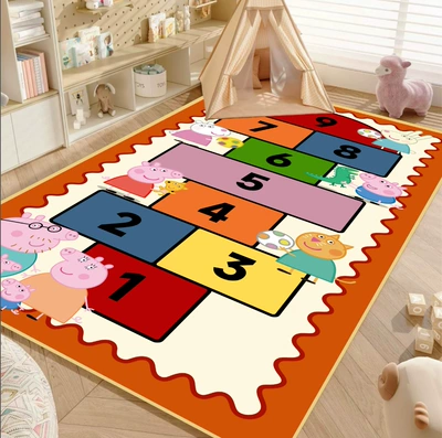 Room Carpet Digital Cognitive Hopscotch | Avtomobil döşəmə paspasları - hopscotch-peppa-orange-90-140cm