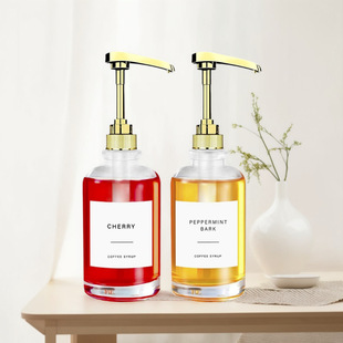 Amazon Crystal White Material 500ml Glass Lotion Bottle Soap Liquid Hand Sanitizer Bottle Coffee Dispenser Syrup Dispenser Bottle