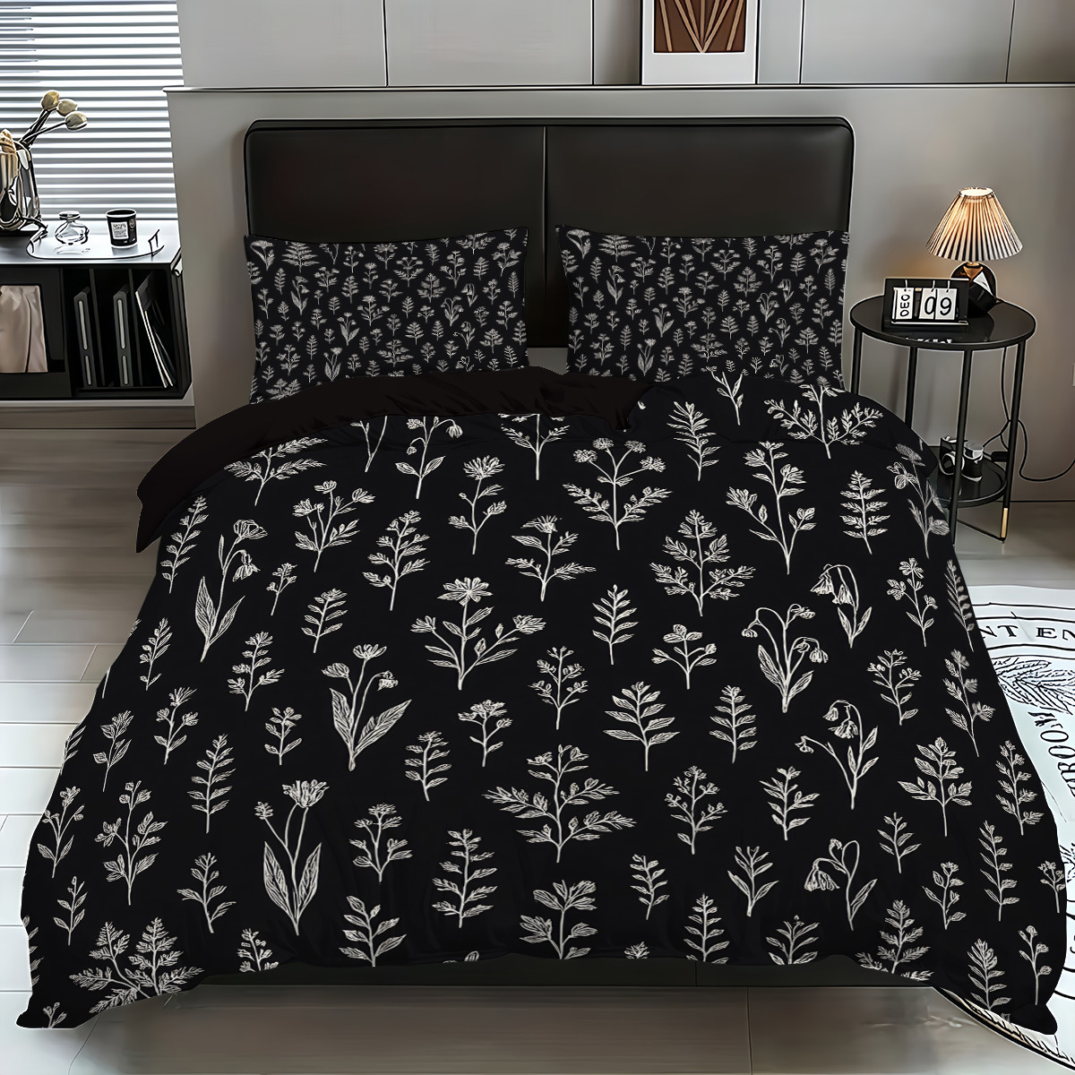 Funda de edredón floral fresca pequeña transfronteriza Estilo pastoral Ropa de cama floral pequeña Funda de edredón cepillada Juego de tres piezas JIT