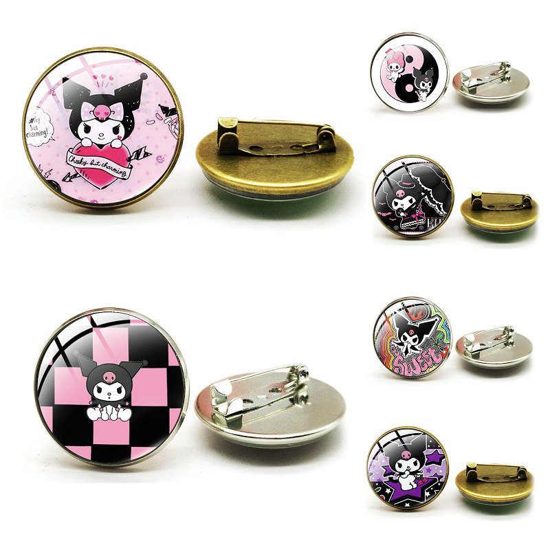Cross-border Accessories Cute Kuromi Cool Lomi Time Gem Brooch Crystal Badge Clothing Pin Jewelry