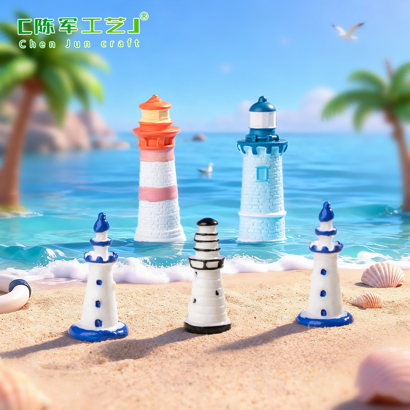 Micro Landscape Mediterranean Blue Lighthouse Beach Landscaping DIY Decoration Ecological Bottle Accessories Miniature Mini Ornaments