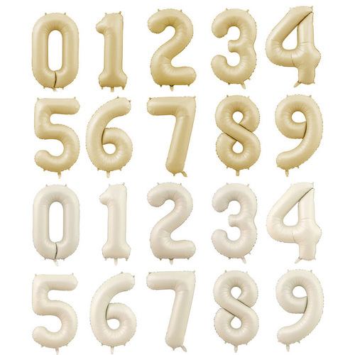 Ins style caramel milk white chocolate color number balloon 32 inch 40 inch birthday decoration photo aluminum film balloon