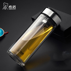 希諾雙層玻璃杯便攜水杯男女士商務辦公茶杯帶濾網隔熱泡茶杯子