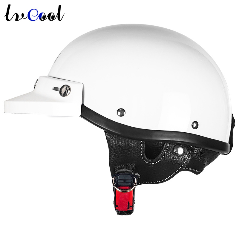 Casco de motocicleta Casco retro medio casco de estilo japonés certificado 3c para hombres y mujeres, coche eléctrico de verano y otoño, casco de pala, hebilla rápida