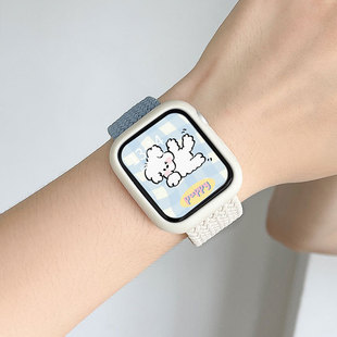 Applicable applewatchs10 Strap S9 New Contrast Color Braided Buckle Apple Watch iwatchs8/7/6/