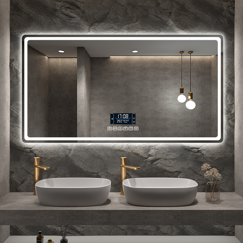 Smart bathroom mirror toilet mirror wall-mounted toilet touch screen led washbasin with light anti-fog wall-mounted