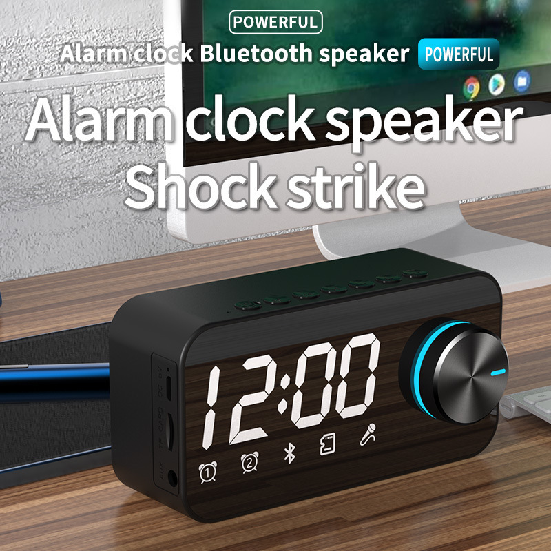 クロスボーダーbluetoothスピーカー重サブウーファ携帯小音響ミニ時計屋外家庭用ダブル目覚まし時計大音量|undefined