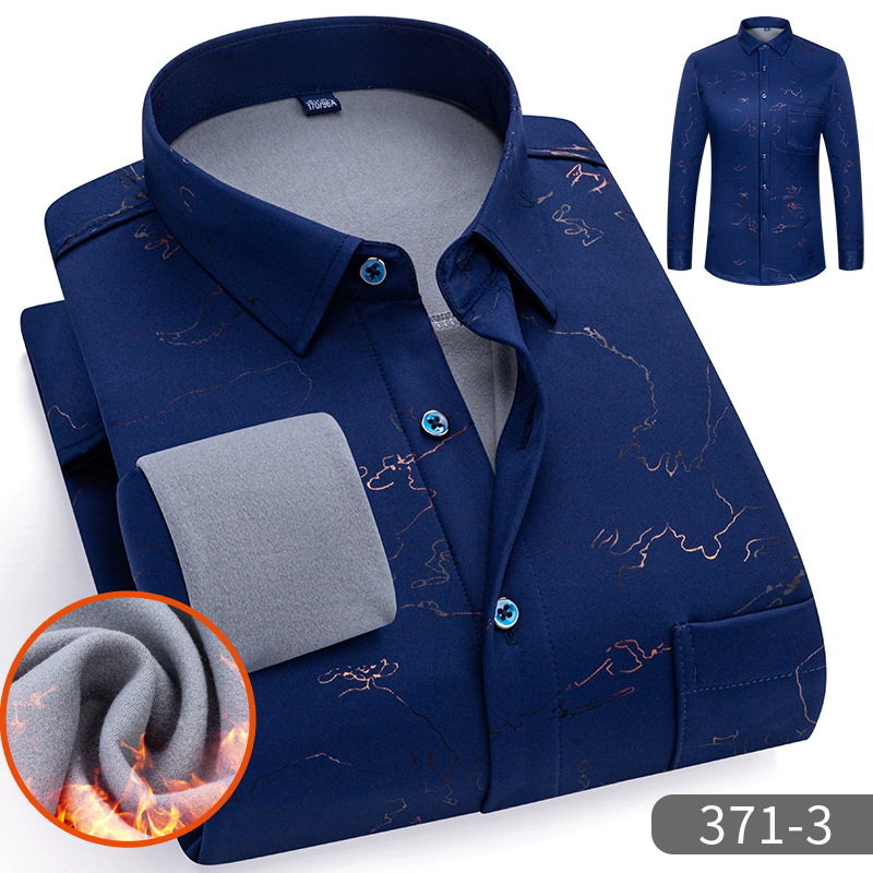 [Además de engrosamiento de terciopelo] Camisa cálida bronceada de invierno Cárdigan para hombres de mediana edad y ancianos Camisa suelta informal para hombres