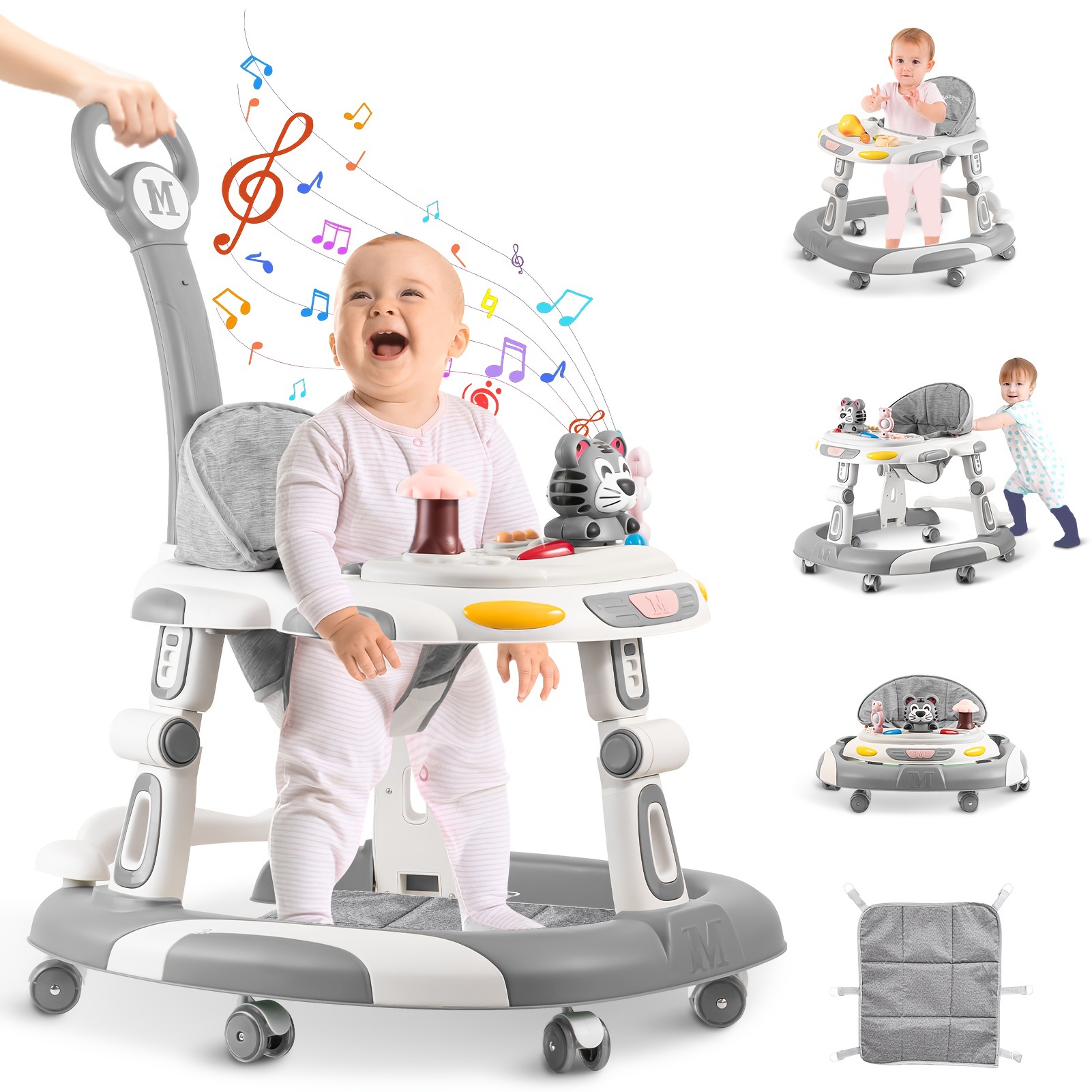 2025新款跨境婴儿学步车5合1可调节高度婴儿学步车，带跨境