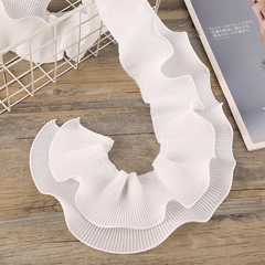 雙層9cm風琴褶皺紗花邊 壓皺雪紡紗手工DIY家紡袖口裙邊輔料批發