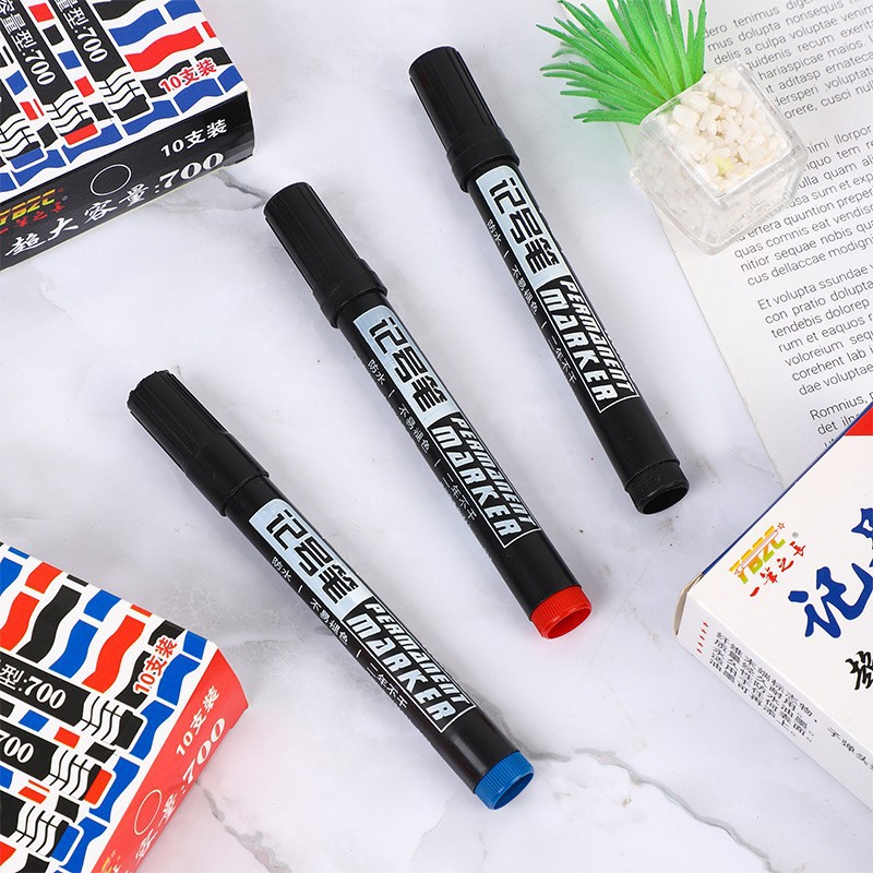 Marcador negro aceitoso 700, punta gruesa, impermeable, para logística - Mayorista