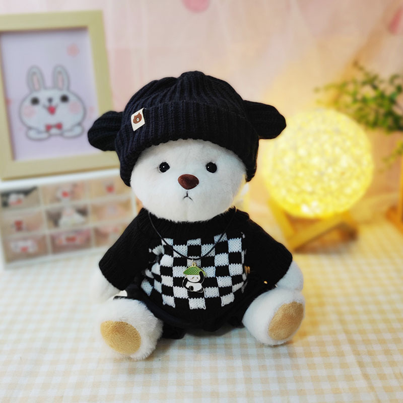 Medio Lina conjunto oso muñeca suéter traje Panda suéter + Panda sombrero cerveza CAMBIO DE MUÑECA