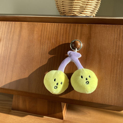 ins cute cherry keychain expression series fruit cute plush bag pendant bestie decorative pendant pendant