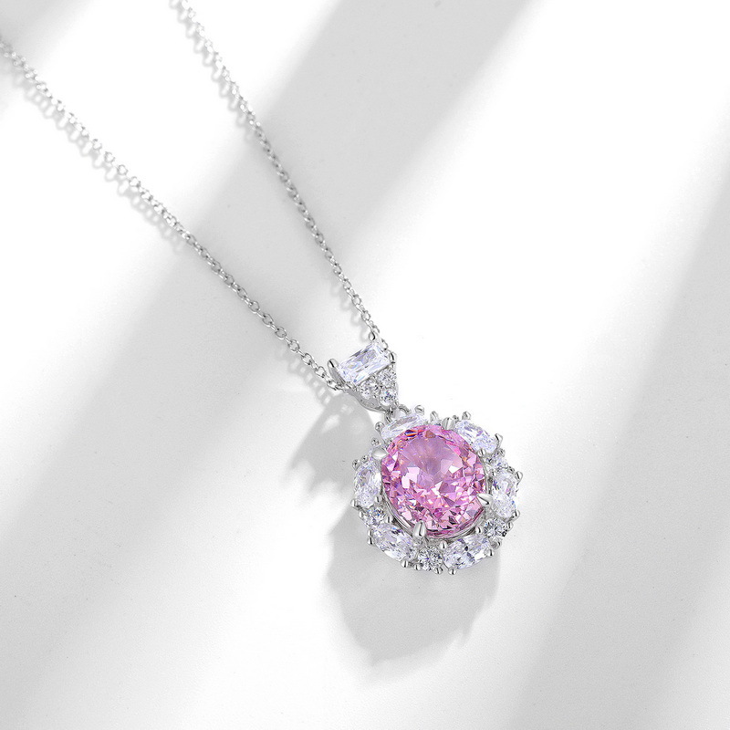 Wilsheng joyería moda Internet celebridad Flor de hielo corte alto carbono diamante colgante clavícula cadena S925 plata color tesoro plata joyería collar