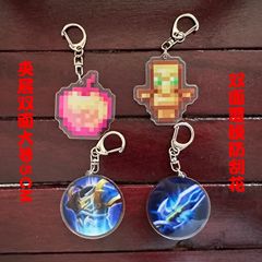 Pdd私の世界周辺のMinecraftキーホルダー不死トーテム附魔金リンゴアクリルペンダント