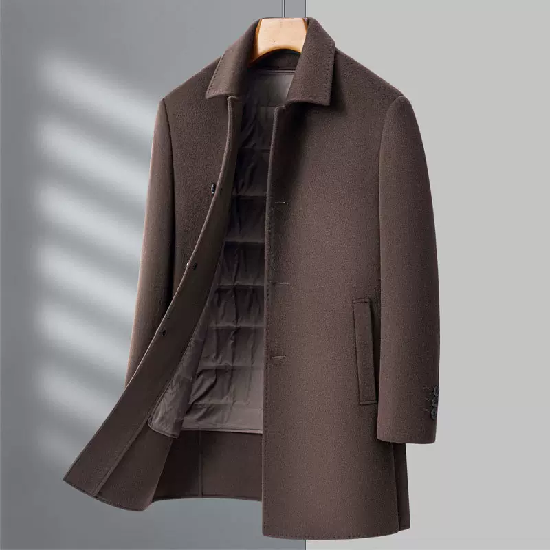 2024秋冬季新款双面呢大衣男士商务休闲中年男士外套高端爸爸上衣