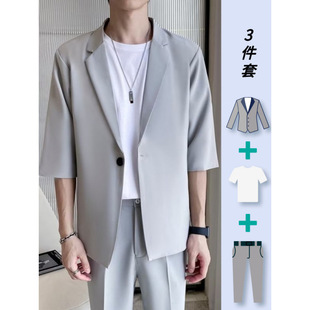 Summer Suit suit Men's Summer Duffy Handsome Korean Version Men's Professional Casual Business Light Mature Style Short Sleeve Men's Small Suit
