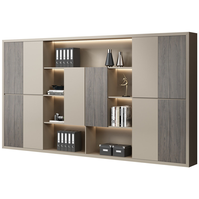 Librería de oficina, archivador, mueble de oficina para jefe, estilo ligero de lujo, mueble de oficina ejecutivo multifuncional de madera maciza al por mayor