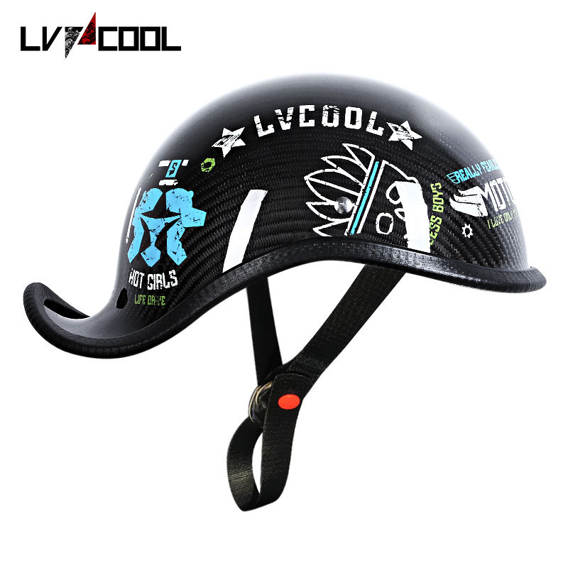 Comercio exterior casco transfronterizo motocicleta casco de fibra de carbono masculino Harley Scoop casco femenino retro motocicleta medio casco verano
