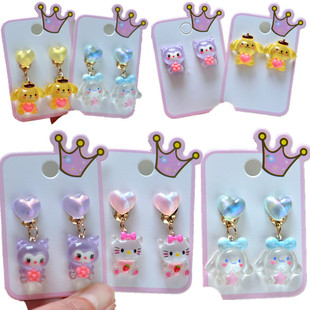 Children's Jewelry Ear Clip Earrings Without Ear Holes Advanced Sense Cartoon Princess Sanrio Mermaid Students Painless Earrings
