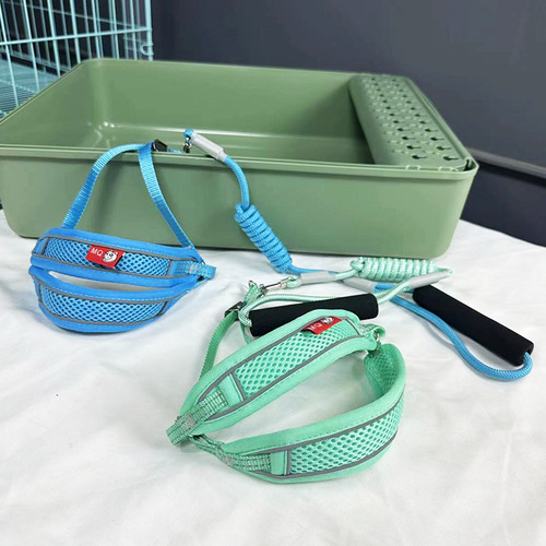 Pet dog mesh anti-catch hair chest protective leash small dog walking breathable rope