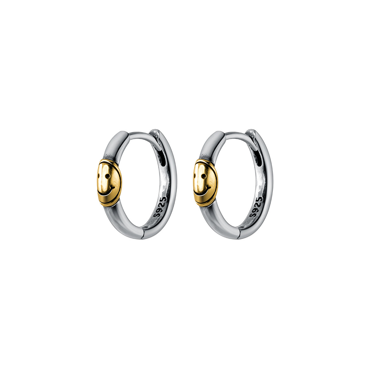 Eloch s925 plata retro sonriente tailandés perfiles de plata simple y versátil nicho de diseño orejas M01252