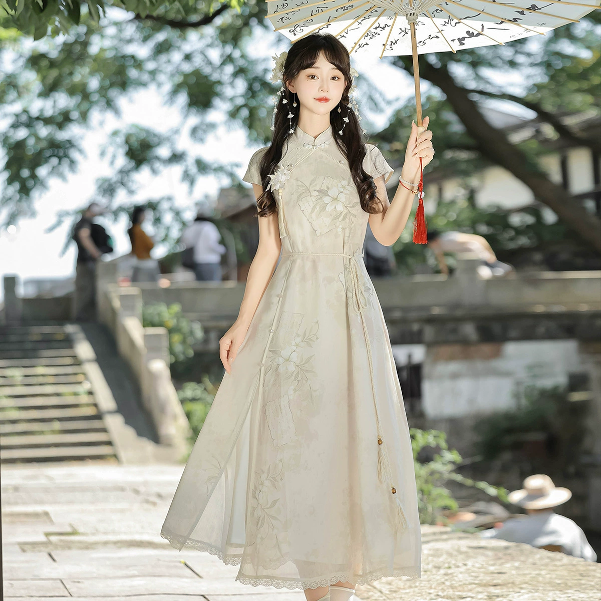 Оригинальный дизайн, цветок груши, новое женское повседневное платье в китайском стиле в национальном стиле X094