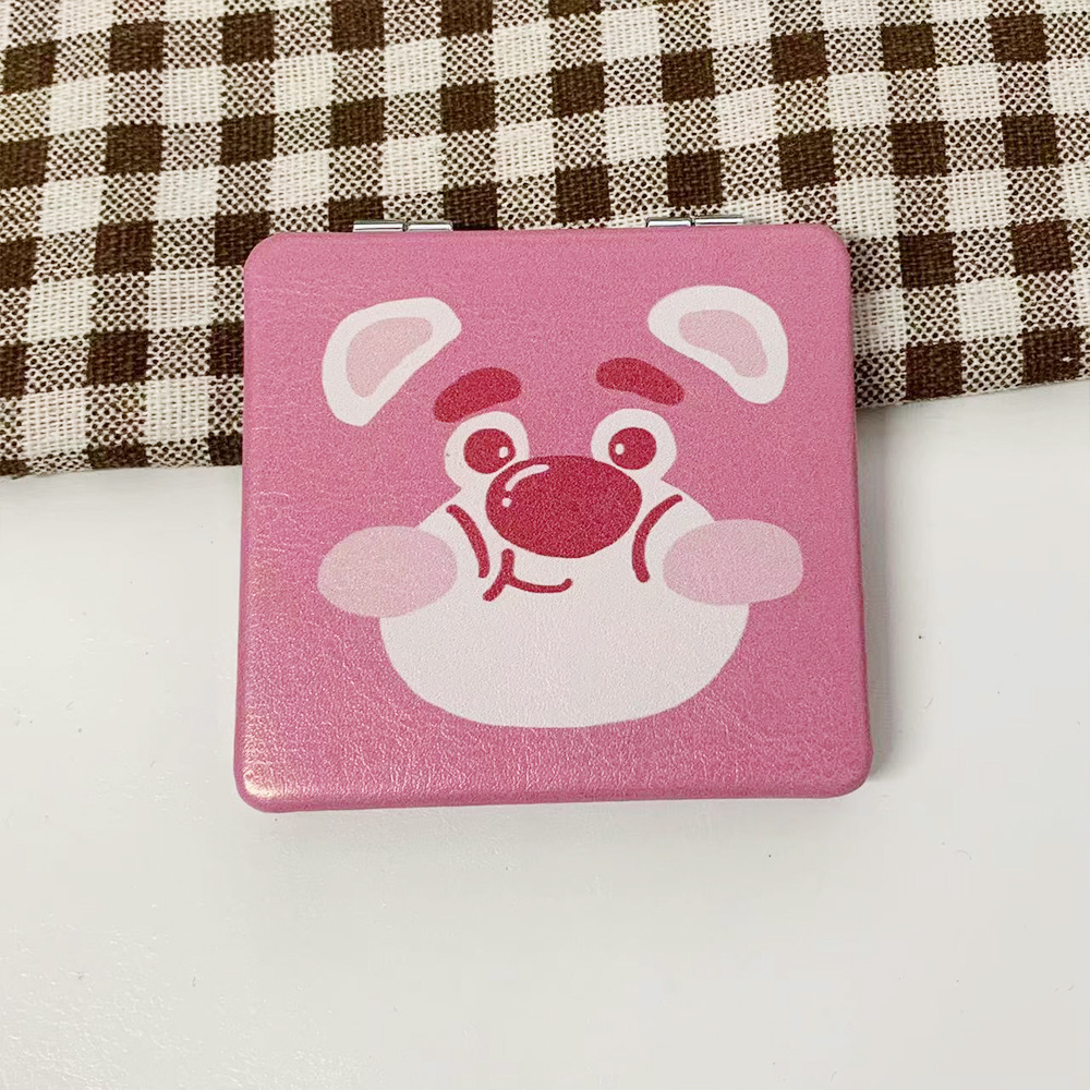 Nuevo perro Pacha osos de fresa doble cara plegable espejo de maquillaje tienda en línea tienda de espejo pequeño fábrica al por mayor