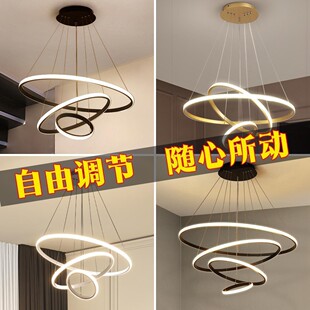 餐厅吊灯环形LED灯现代简约三环吊灯极简吧台吊灯餐厅灯跨境专供-阿里巴巴