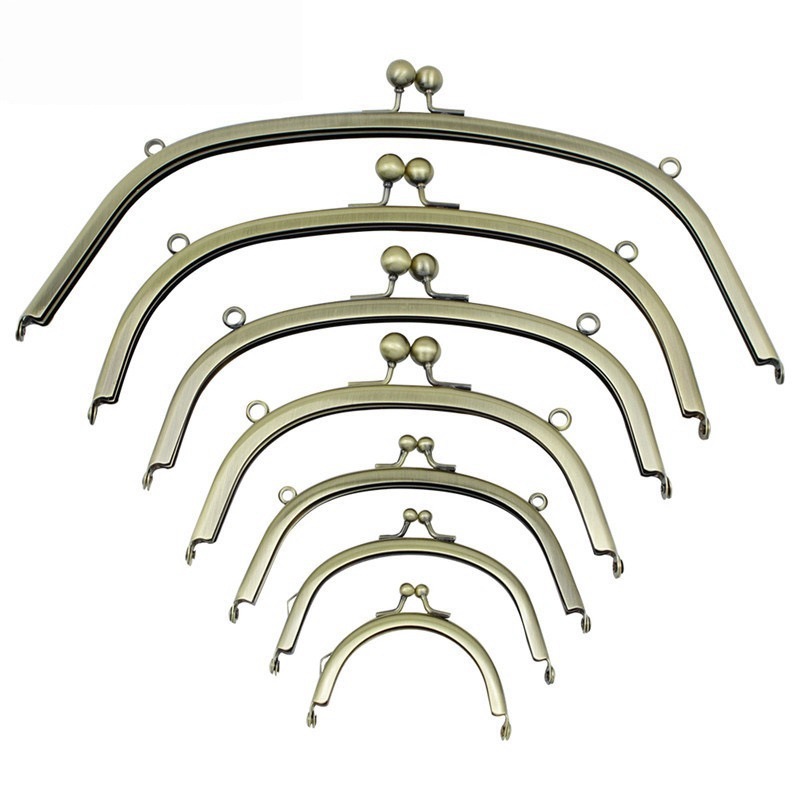 kiss lock 7.5-30.5cm 半圆口金 古铜色圆珠头手袋铁铰配件批发