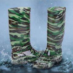 Winter High-Top Soft Rubber Camouflage Rain Boots Casual Round-Toe Water Shoes PVC Warm Camouflage Construction Rain Boots Wholesale