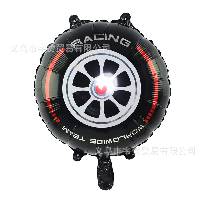 Amazon nuevo tema Racing coche casco neumático película de aluminio globo rueda ecuación rápido Racing globo