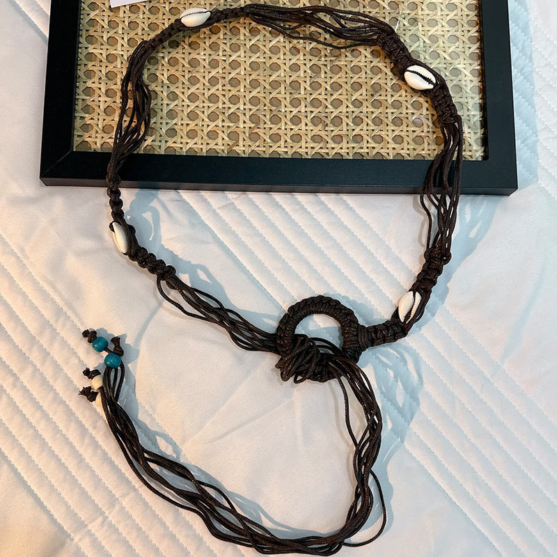 Cuerda de la cintura popular Bohemia tejida cuerda de cáñamo cadena de la cintura cinturón delgado vestido del todo-fósforo de las mujeres joyería transfronteriza al por mayor