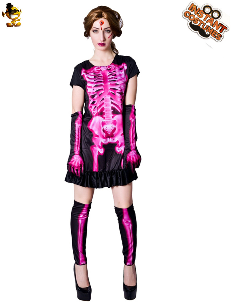 Niña grande Rosa fantasma hueso cráneo vestido Halloween fiesta traje etapa rendimiento traje Cosplay