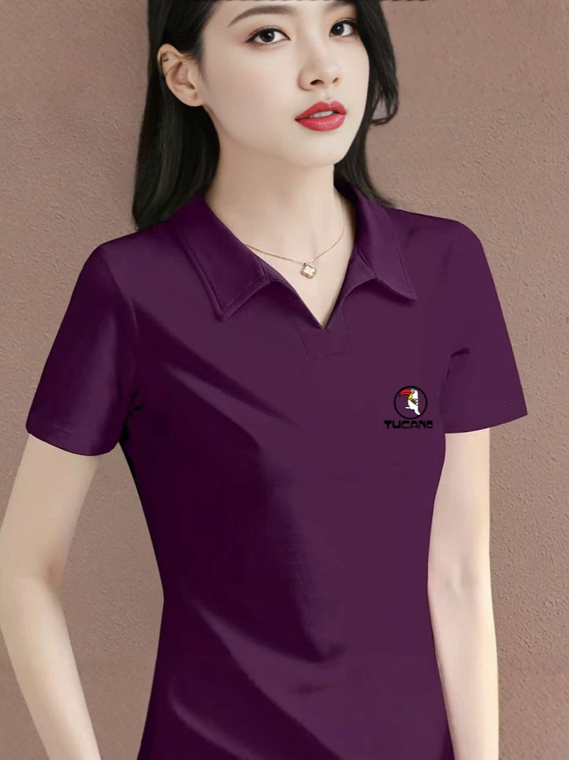 Pure Cotton Short-Sleeved Lapel T-Shirt for Women 2026 Summer New Fashion Loose Slimming Polo Shirt Top Fashion