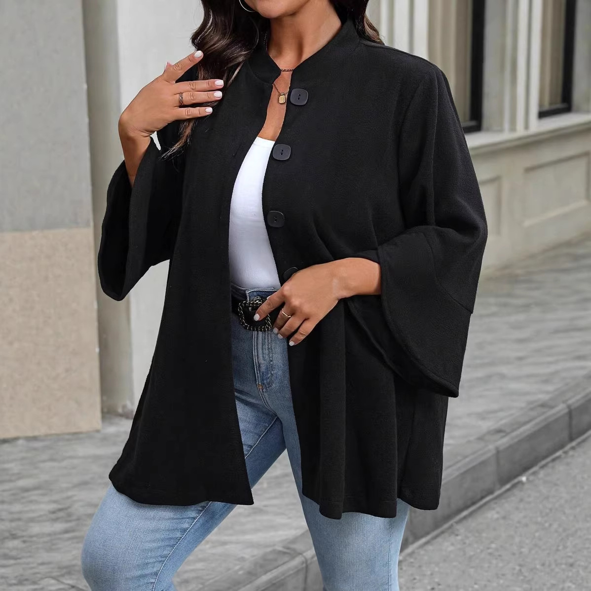 Oversized Woolen Jacket For Women Loose Fitting Casual Coat Style_voghion.com
