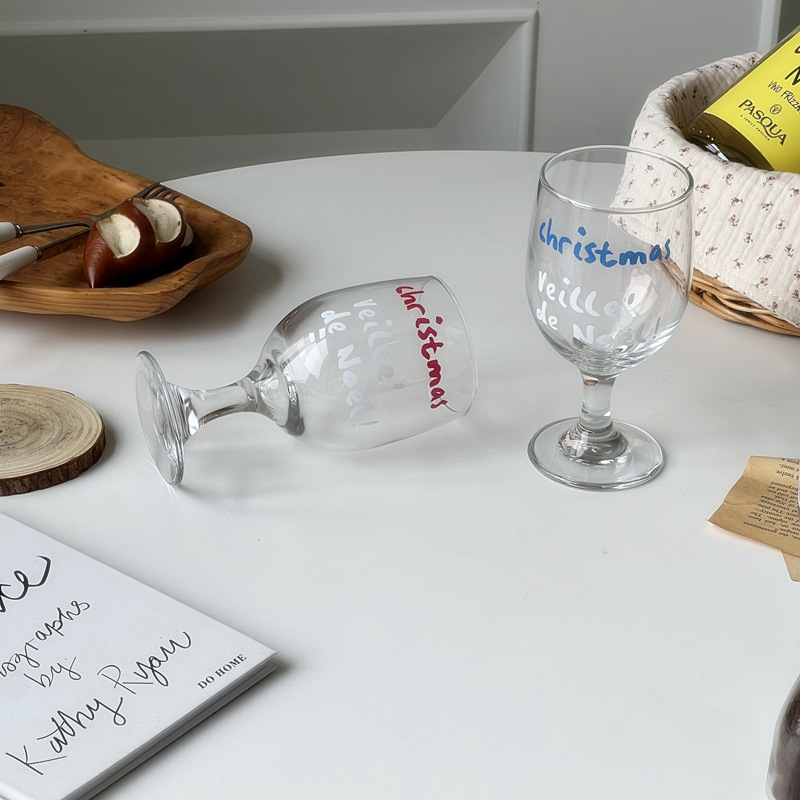 Christmas Copa de Navidad Copa de vino de vidrio para el hogar Copa de agua de vidrio resistente al calor Taza de cerveza enana