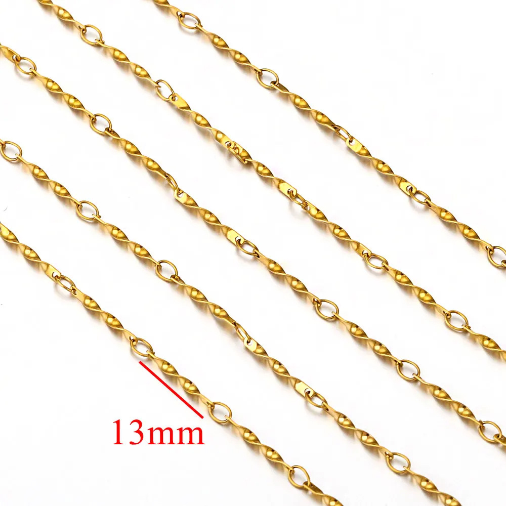 Acero inoxidable 18K chapado en oro de la torcedura Cubana de cadena torcida anillo de la banda DIY collar de la pulsera de la joyería accesorios de fabricación
