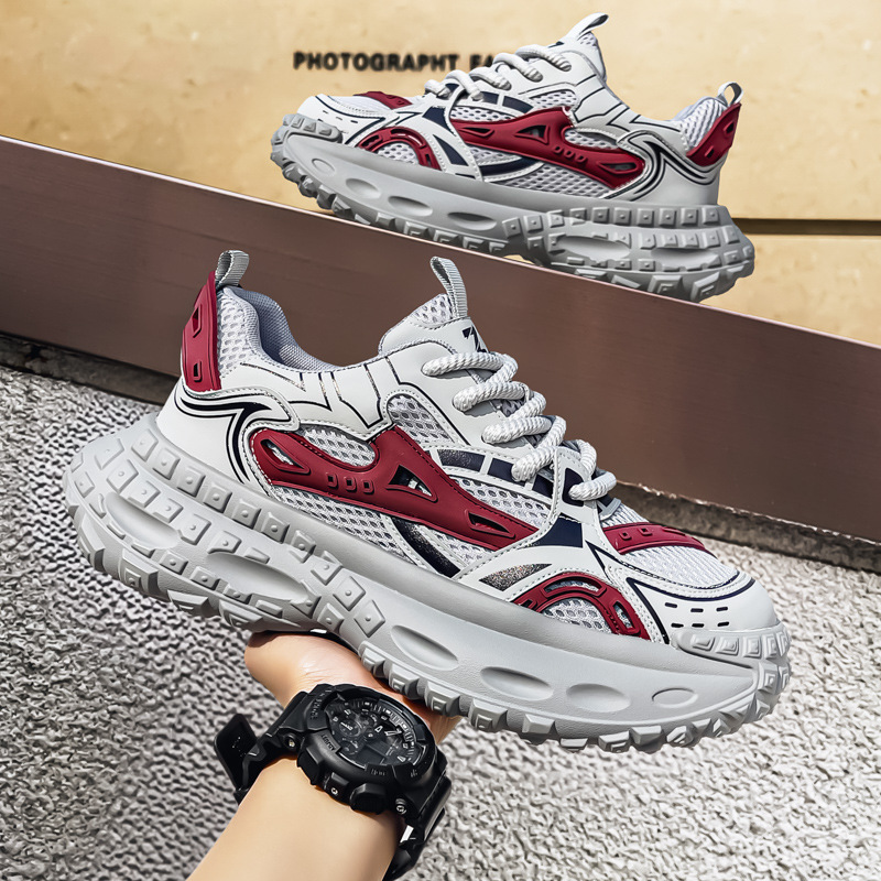 Summer New Trendy Comfortable Men's Shoes with Thick Soles, Height-Increasing Casual Shoes, Versatile Fashion Breathable Mesh Dad Shoes