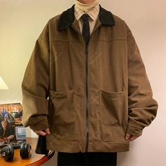 襟のオーバーの男性のタイプの春と秋のファッションのアメリカのレトロなファッションのカジュアルな大きいサイズのゆったりしたカップルのジャケット