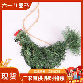 欧美圣诞节万圣节节日装饰花环 公鸡花圈塑料人造花