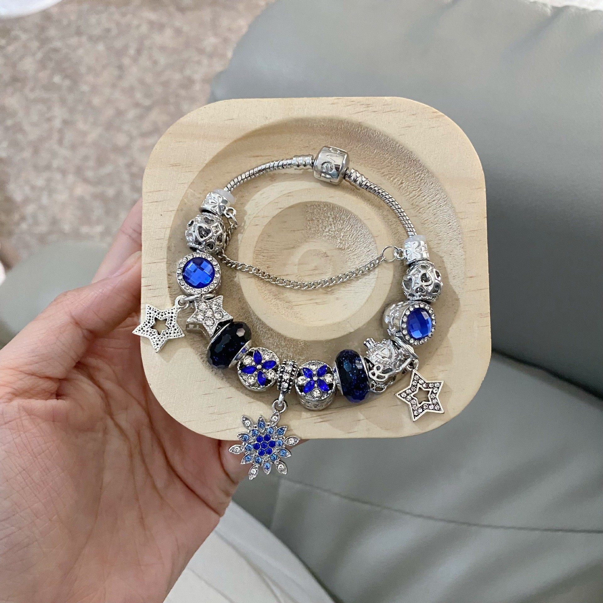 Blue starry sky ice flower bracelet (buckle)
