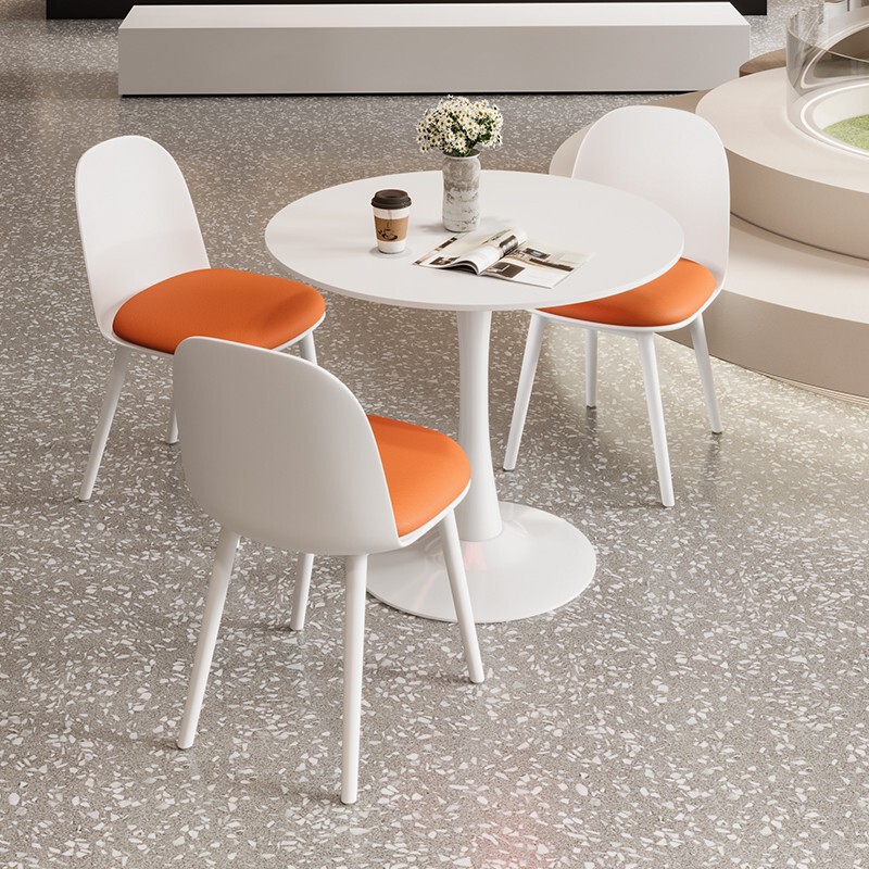 Simple Office Reception Table and Chairs, Reception and Negotiation Table and Chair Combination, Milk Tea Shop Rest Area, Balcony Small Round Table and Dining Chairs