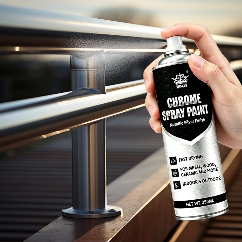 Chrome-plated self-painting stainless steel spray paint, rust-removing metal anti-rust paint, galvanized electroplated silver paint, silver-colored paint