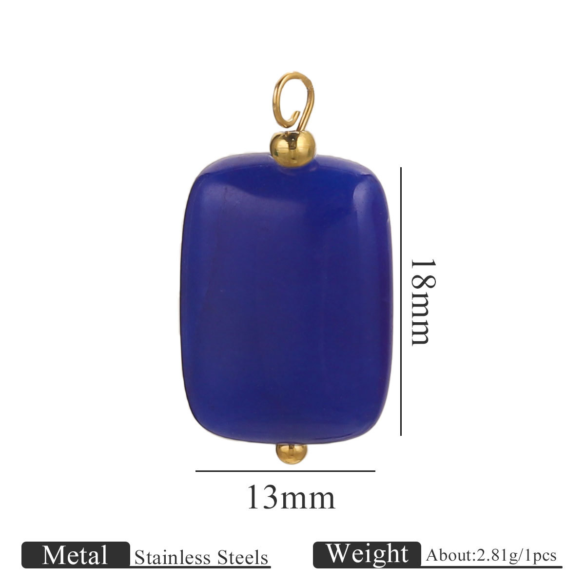 Piedra natural de acero inoxidable hecha a mano colgante colgante cuadrado DIY collar pendientes pulseras joyas accesorios al por mayor