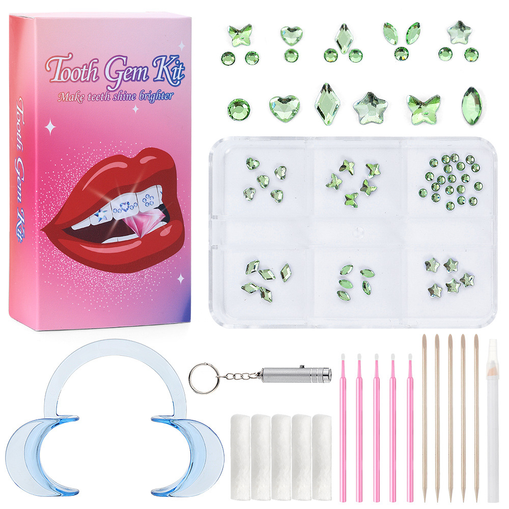 라이트 그린 6 그리드 치과 드릴 세트 [컬러 박스 업그레이드는 접착제를 포함하지 않습니다]]