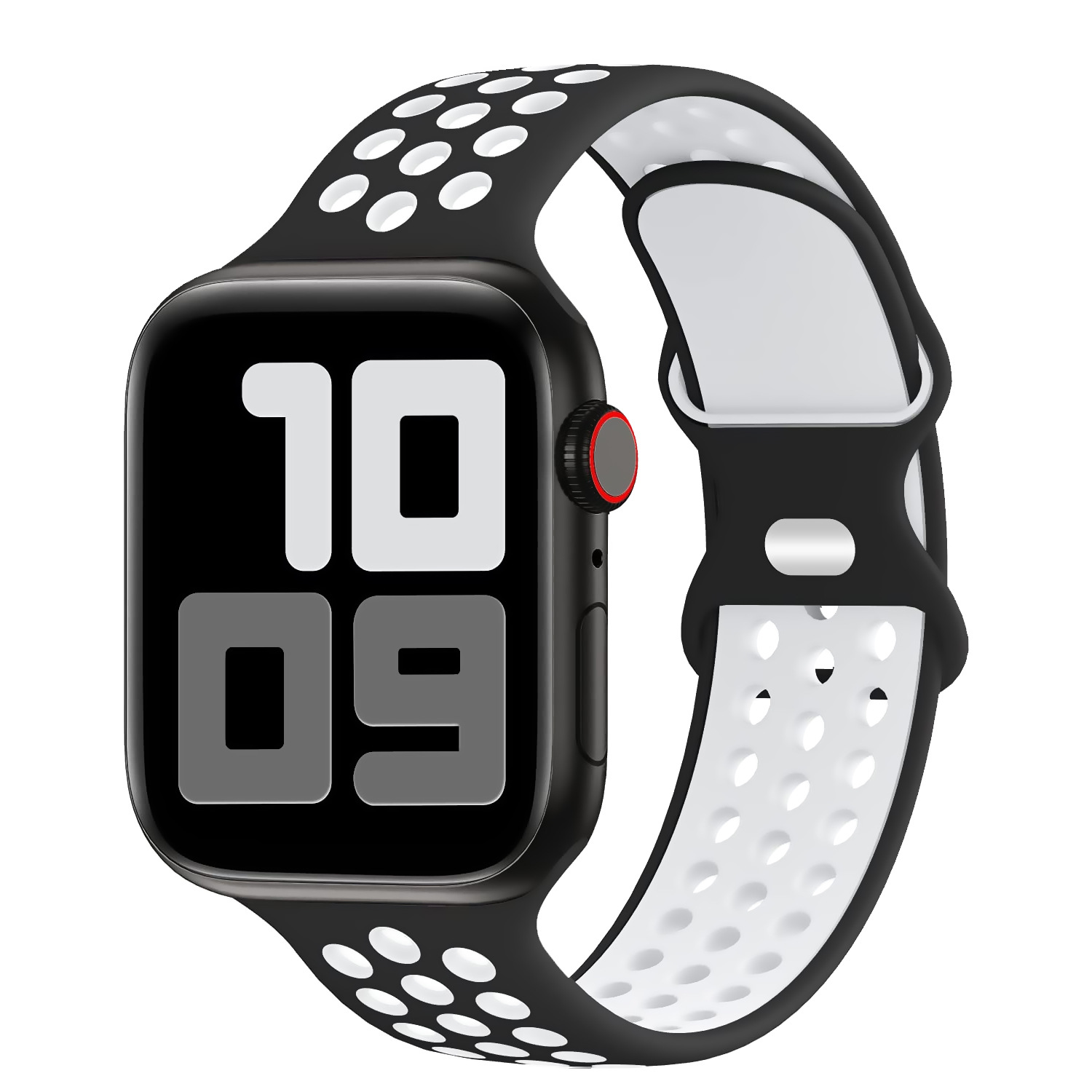 Correa de silicona de dos tonos para Apple Watch S9, estilo Nike con hebilla en forma de ocho.