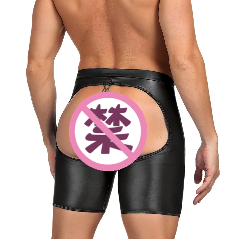 Calzoncillos bóxer sexys de charol con cremallera para hombre, exceso de comercio exterior europeo y americano, envío directo de Amazon Wish.