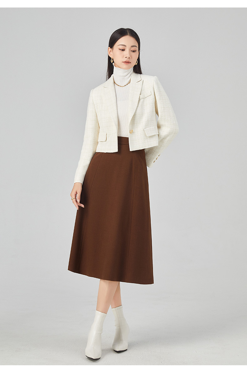 Áo blazer len ngắn nữ thiết kế độc đáo, phong cách mùa thu — Màu be chi tiết 14