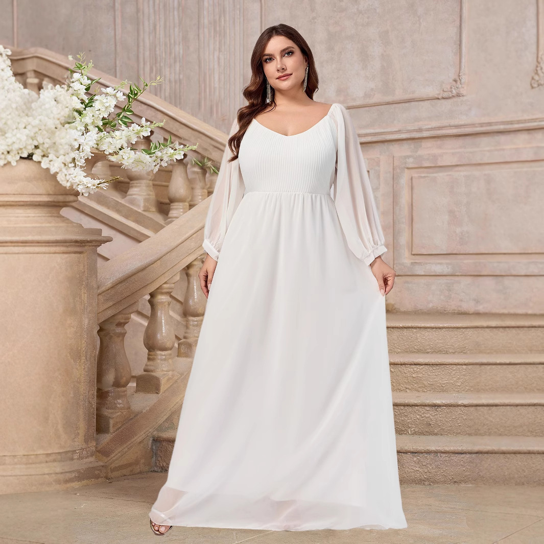 El Comercio exterior europeo y americano nueva ropa de mujer eBay Amazon nuevo cuello más tamaño vestido de color sólido vestido largo transfronterizo nuevo